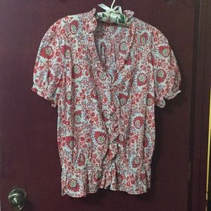 Ralph Lauren peplum green/red/blue peplum top GUC